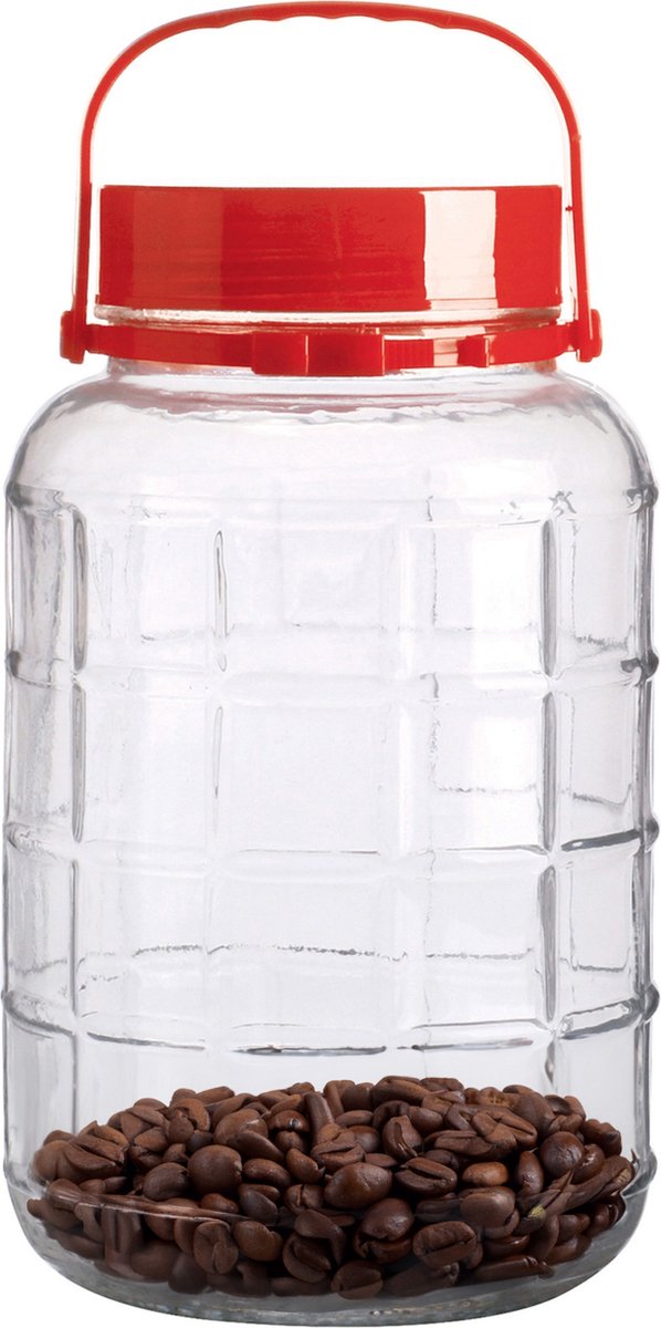 Urban Living Voedsel opslag container - glas - 5 liter - afsluitdop en draag hengsel - transparant - voorraadpot