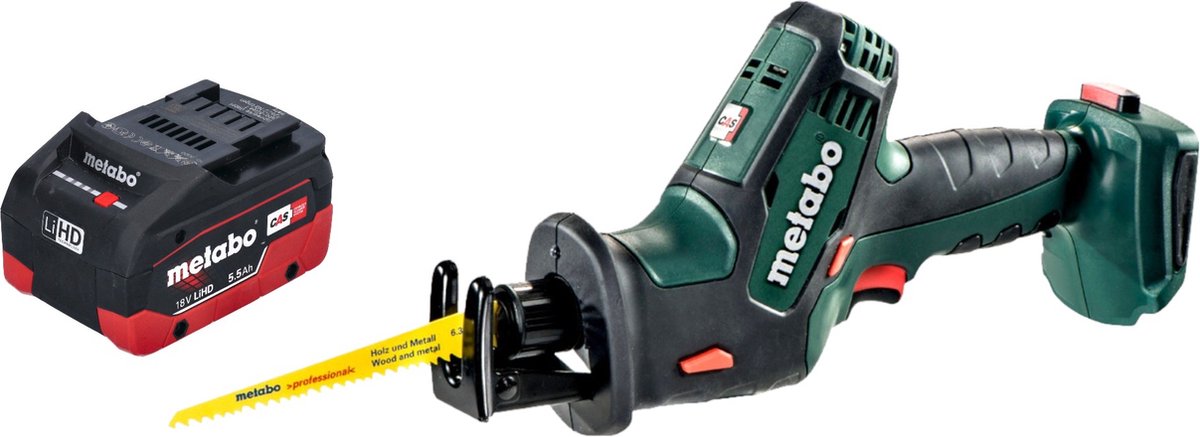 Metabo SSE 18 LTX Compact accu reciprozaag sabelszaag 18 V 13 mm + 1x LiHD accu 5,5 Ah - zonder oplader
