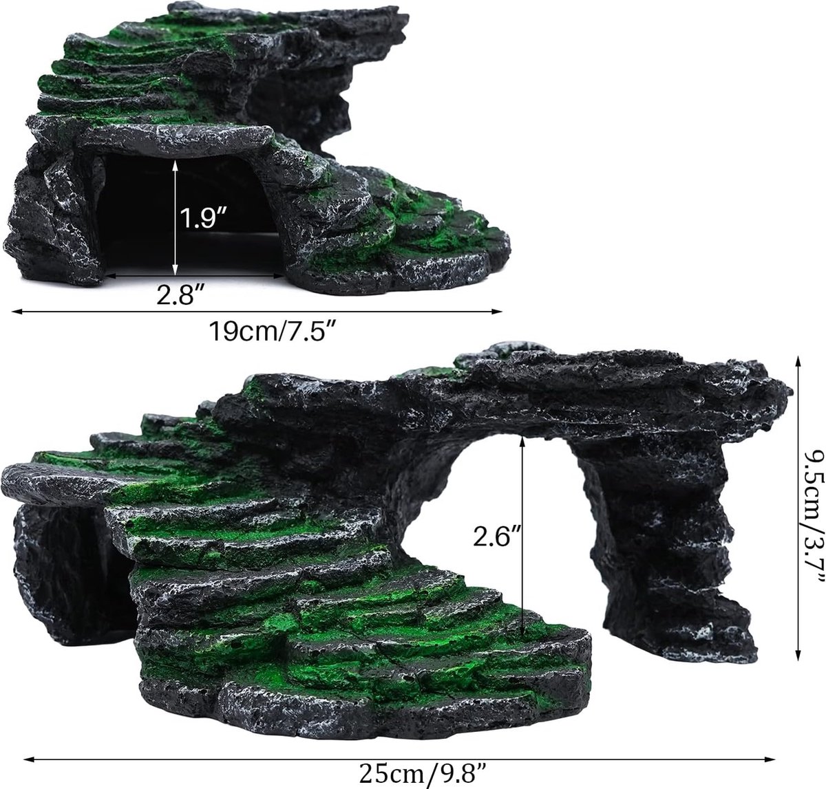 Vissen Schuilplaats Aquarium Schildpad Reptielen Koesteren Verbergen Habitat Onderdak, Reptielen Grothutten Schuilplaatsen Plaats, voor Aquarium Terrarium Decoratie Ornament,(Large Turtle Cave