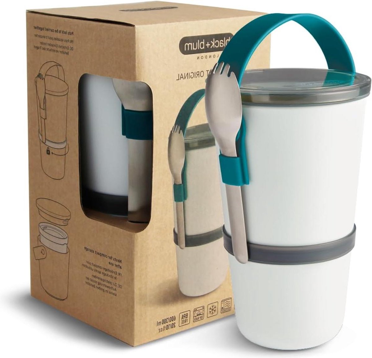 Stapelbare BPA-vrije lekvrije magnetronveilige lunchbox voedselcontainer met roestvrijstalen sport oceaan 900 ml/335 fl oz - Duurzame lunchbox