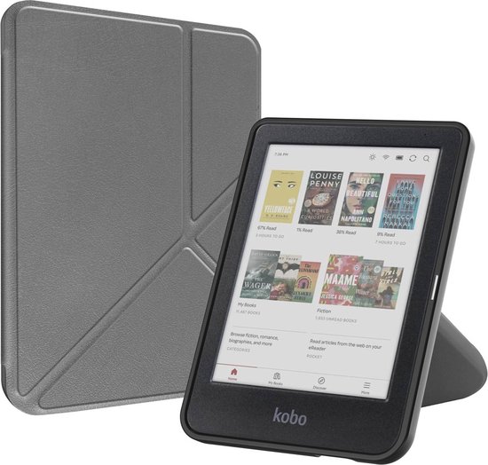 iMoshion Ereader Cover / Case Convient pour Kobo Clara BW / Kobo Clara Color - iMoshion Origami Bookcase e-reader - Grijs