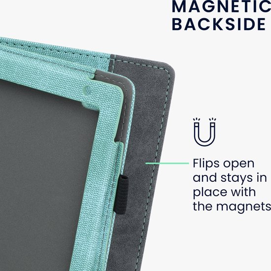 kwmobile hoes voor e-reader geschikt voor Kobo Aura H2O Edition 2 - Cover met standaard in mintgroen / donkergrijs - Kunstleer van Merkloos — afbeelding 2