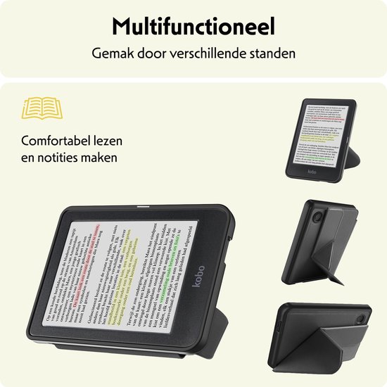 Hoesje Geschikt voor Kobo Clara Colour Hoes Bescherm Hoesje Case Sleep Cover Trifold Met Screenprotector - Hoes Geschikt voor Kobo Clara Colour Hoesje - Zwart van Hoesje  — afbeelding 3