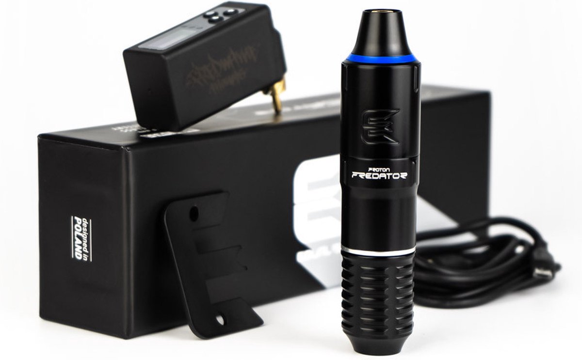 Equaliser Predator With Wireless Battery | Premium Professionele Tattoo Machine | Draadloze Tatoeage Pen | Wireless | PMU Gun | Zelf Tatoeëren Kit | Cartridges | Naalden | Beginner & Gevorderden Set 1RL | 3RL | 7RL