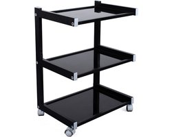 Mobiele Tattoo / Beauty Werktafel 3 Glazen Planken High Class Zwart | Tattoo, Visagie, PMU, Beautysalon, Nagelstudio, Make-up | Kruk | Stoel | Workstation | Salon & Studio Inrichting | Tatoeage Studio | Spa | Massage Tafel | Schoonheidssalon