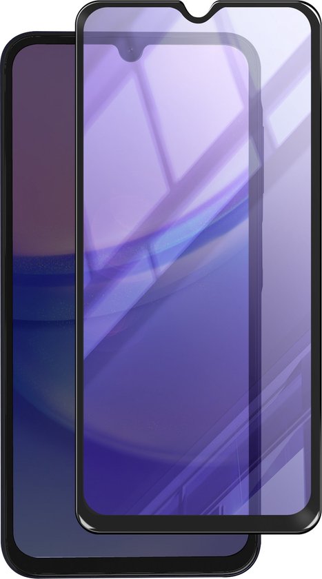 Film de protection en verre trempé Avizar Convient pour Samsung Galaxy A15 5G Anti-lumière et biseauté, Zwart