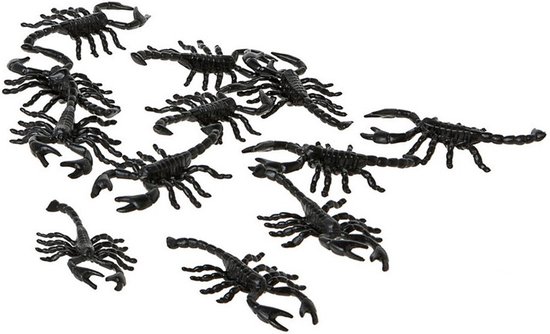 Atosa Speelgoed Nep schorpioenen/insecten - set 12x stuks - kunststof - 7 cm - zwart - Halloween/horror