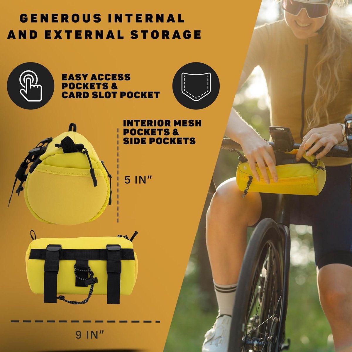 Grote gele fietsstuurtas voor mountainbikes - opslag voor fiets - fietsaccessoires
