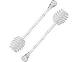 2x cuillères à miel en plastique 17 cm - Matériel de cuisine - Cuillère à miel / louche à miel - Cuillère à miel