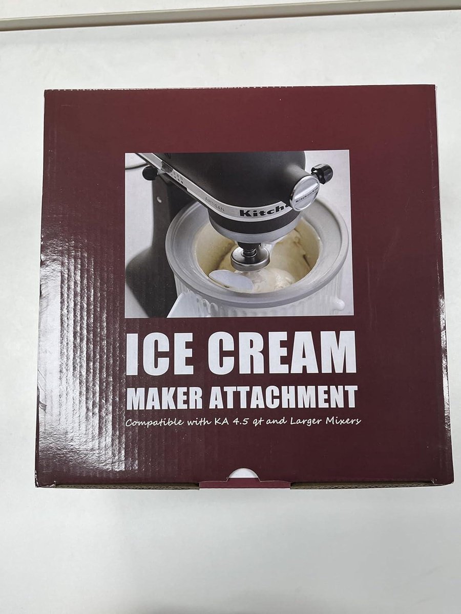 Accessoire Machine à Glace Pour KitchenAid - Bol 2QT Pour Glace, Sorbet, Yaourt Glacé - Compatible 4.5Qt+