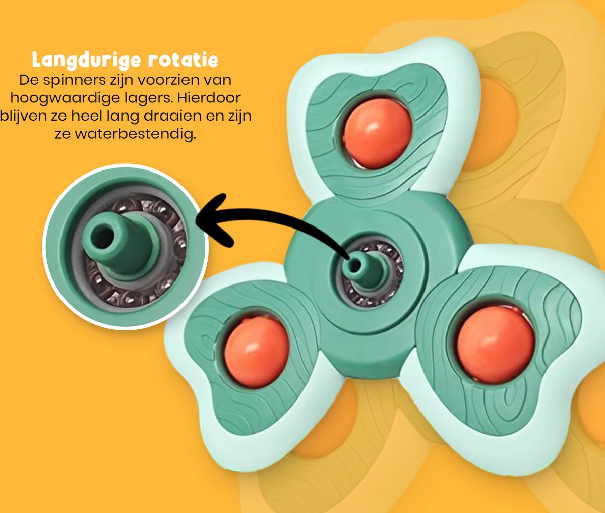 Frummel Fidget Spinners XL met Zuignap - Badspeelgoed - Sensorisch speelgoed - Fidget Toys - Badspinner - Fidget Spinner voor op Autoraam - Buitenbeestjes - 3 stuks — afbeelding 6