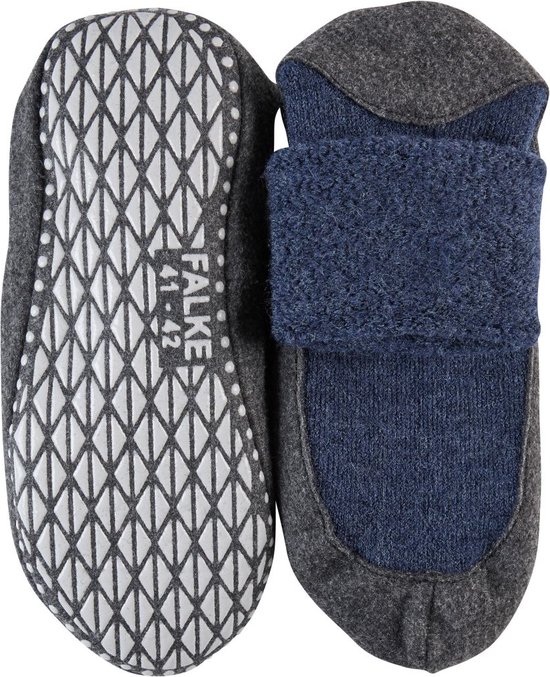 FALKE Cosyshoe Noppen op de zool wol huissokken heren blauw - maat 37-38