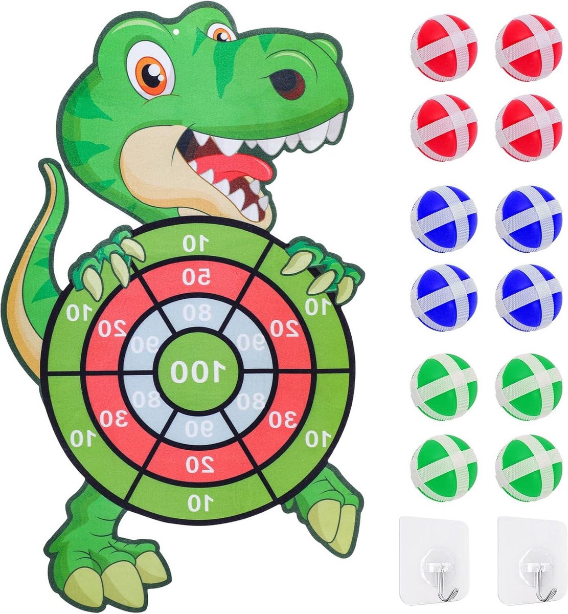 77 cm Dinosaurus klittenband-dartbord voor kinderen - Outdoor en indoor bordspel met 12 ballen - Speelgoed voor jongens en meisjes van 3-12 jaar - Feestcadeaus Dartbord