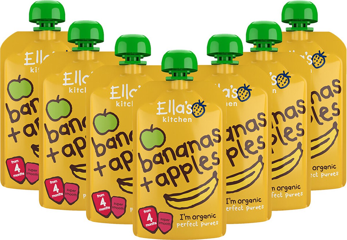 Goedkoopste 7x Ella's Kitchen Knijpzakje 4 m Banaan Appel 120 gr