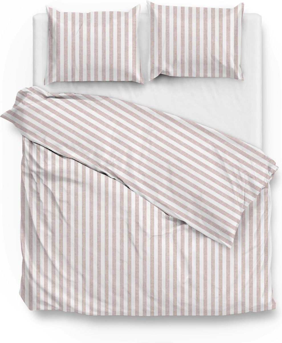 Zohome Dekbedovertrek Banda-di-Lino - Bedlinnen met Strepen - 240x220 - Beige - Dekbedhoes van 100% Katoen