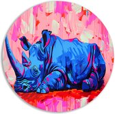 Cercle mural rhinocéros - Cercle mural Animaux - Bols muraux Fond - Peintures de campagne - Cercle mural - Décoration de chambre cercle mural forex 60x60 cm