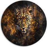 Luipaard muurdecoratie rond - Dieren muurcirkel - Muurcirkel Spatten - Schilderij vintage - Wandcirkels - Kunst muurcirkel forex 50x50 cm