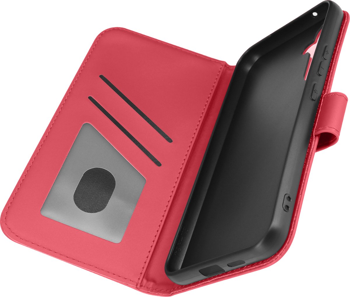 Avizar Foliohoes Geschikt voor Samsung S23 Met Kaarthouder Flap Portemonnee, Rood