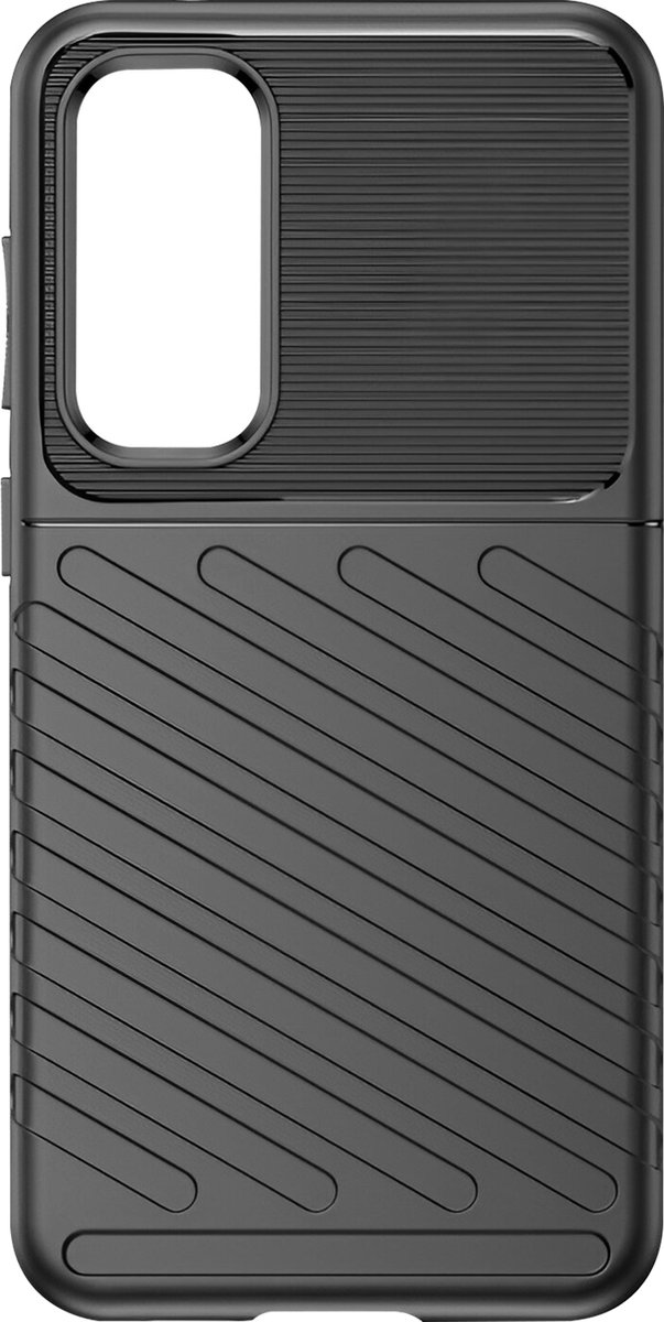 Avizar Hoes Geschikt voor Samsung Galaxy S23 FE Flexibel geribbeld ontwerp, Zwart
