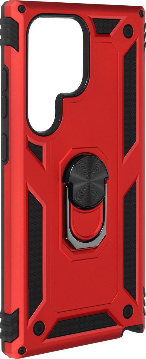 Avizar Hoes Geschikt voor Samsung Galaxy S24 Ultra Schokbestendig met steunring, Rood