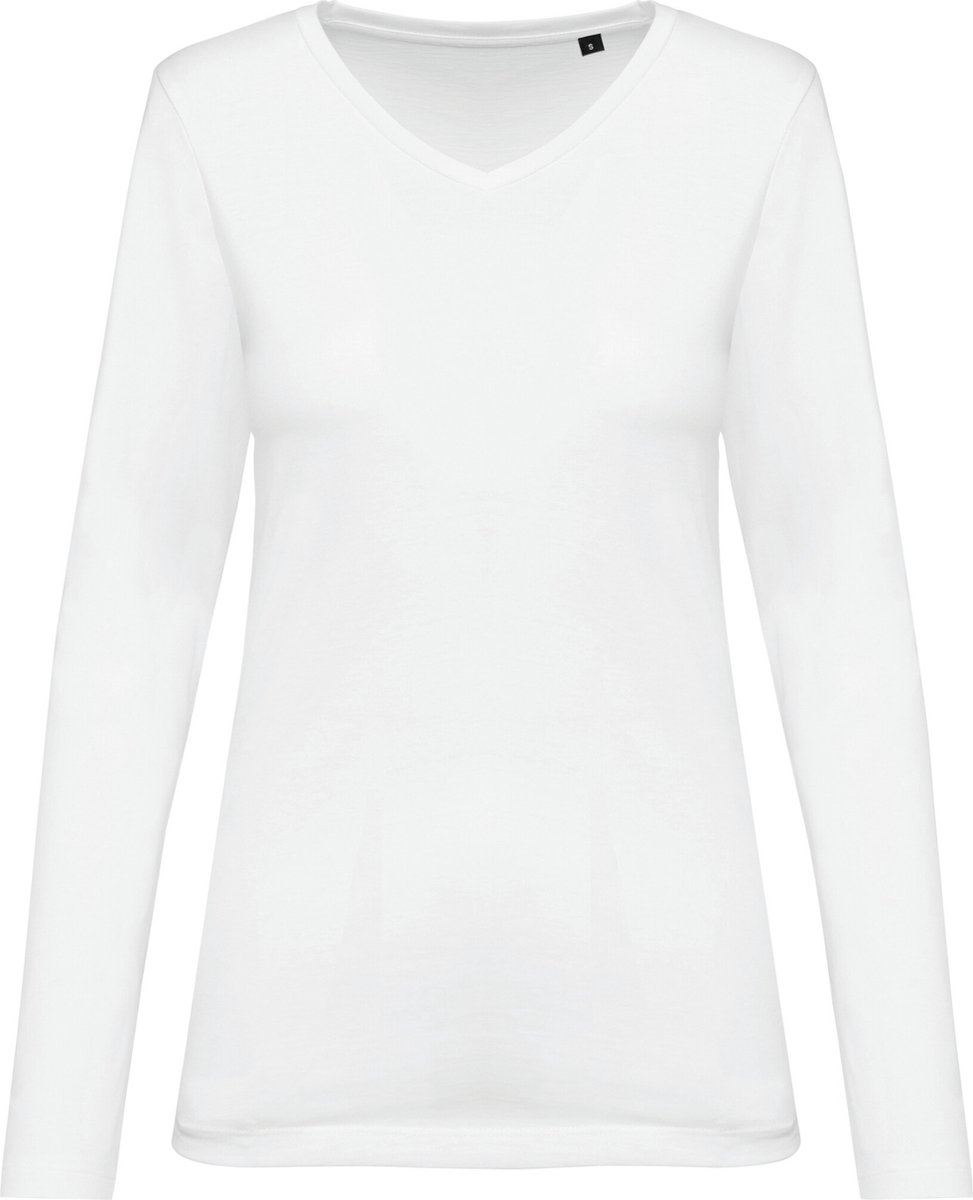 Kariban Premium Supima® dames-T-shirt V-hals lange mouwen PK307 - White - S
