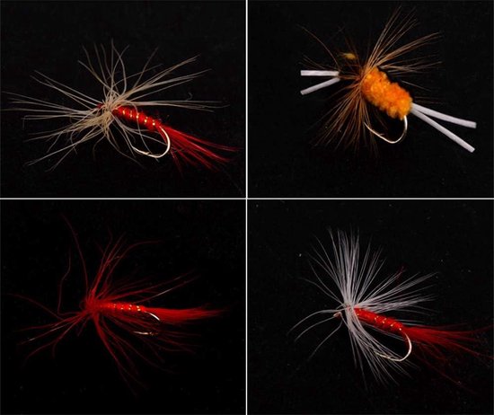 Vliegvissen Flie Kit met Doos 72 stks - Vliegvissen Lokt Droge Vliegen - Nimfen Emergers Streamers - Aas Haak Crankbaits - Zee Bas Zalm Kabeljauw Forel #5 — afbeelding 5