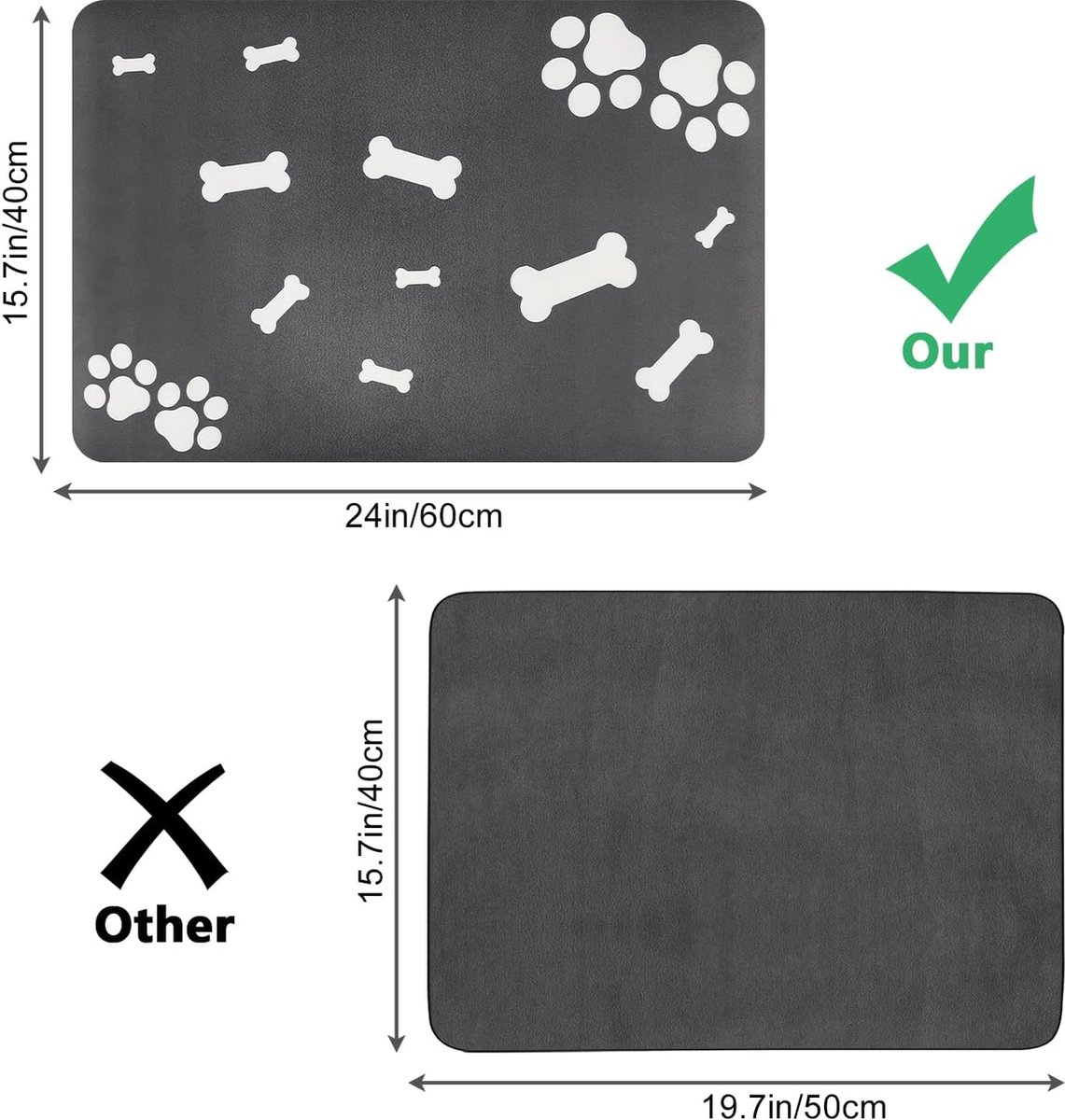 Siliconen voermat napmat voor hond en kat I antislip vloermat (60 x 40 cm