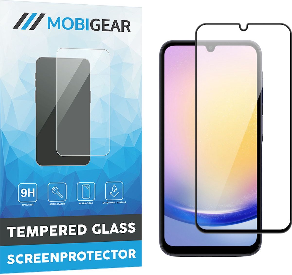 Mobigear Screenprotector geschikt voor Samsung Galaxy A25 Glazen | Mobigear Premium Screenprotector - Case Friendly - Zwart