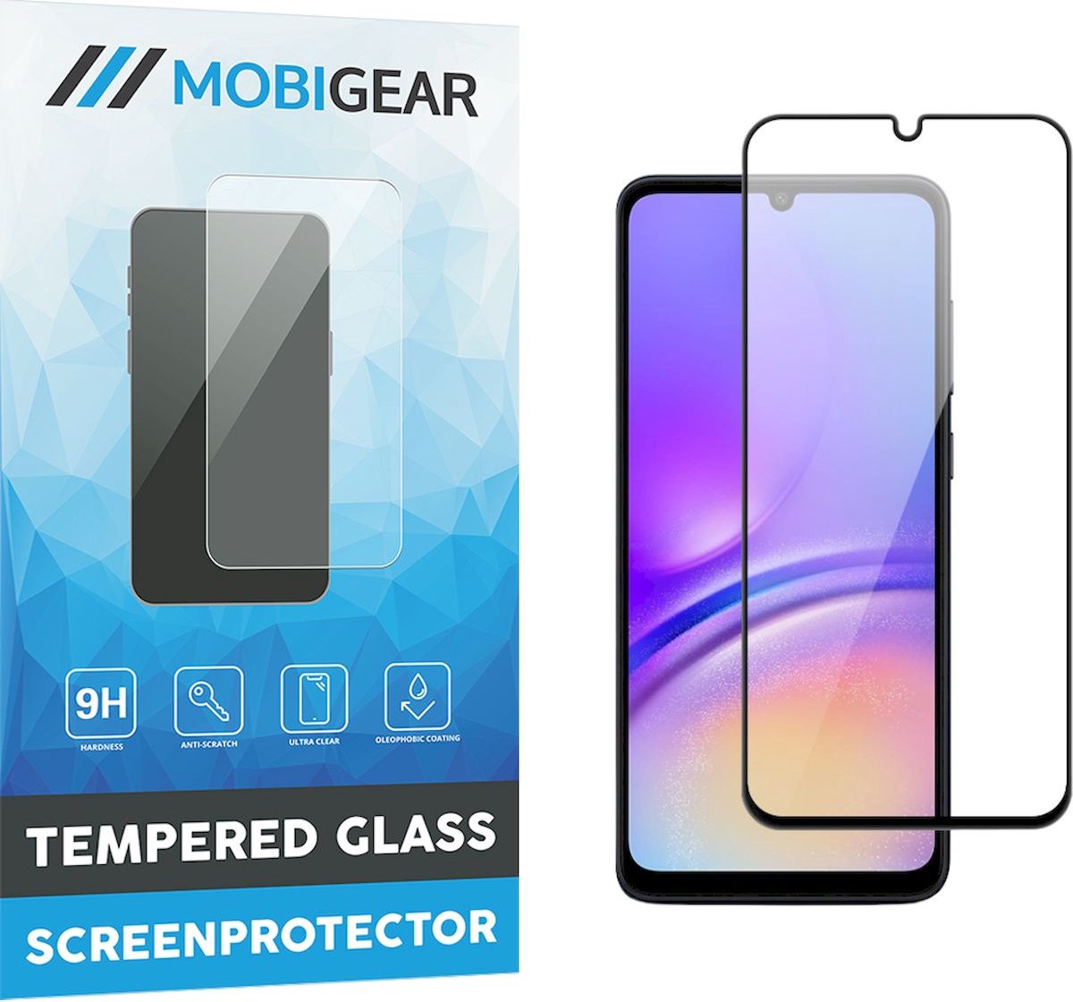 Mobigear Screenprotector geschikt voor Samsung Galaxy A05 Glazen | Mobigear Premium Screenprotector - Case Friendly - Zwart