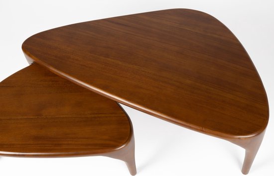 Zuiver Isla Salontafel Organische vorm Hout Walnoot Set van 2