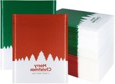 Kerst Bubble Mailers 25 x 32cm - Gevoerde Enveloppen - A4 Luchtkussenenveloppen - Gewatteerde Enveloppen - Bubble Lined Poly Mailer - Zelfafdichtend - Kerst - Rood - Groen