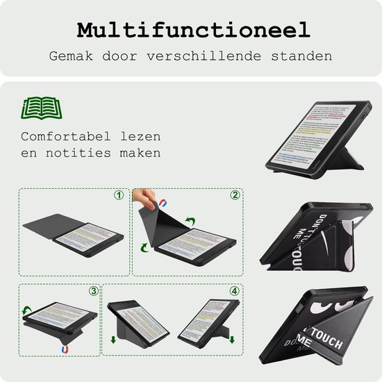 Hoes Geschikt voor Kobo Libra Colour Hoesje Bookcase Cover Hoes Trifold - Hoesje Geschikt voor Kobo Libra Colour Hoes Cover Case - Don't Touch Me van Merkloos — afbeelding 3