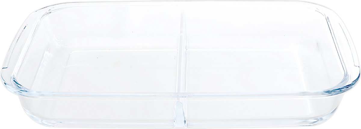 Ovenschaal - 2-vaks - 3,2 liter - 34x21x5 cm - rechthoekig - glas - ovenschotel schalen