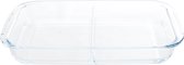 Ovenschaal - 2-vaks - 3,2 liter - 34x21x5 cm - rechthoekig - glas - ovenschotel schalen