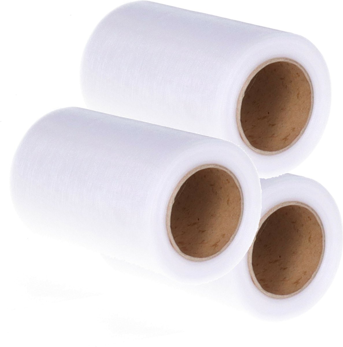 Tule stof op rol - 3x - glanzend wit - 10cm x 20meter - Organza/mesh decoratie stoffen