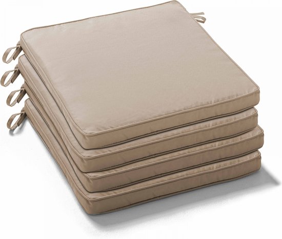 Set van 10 zitkussens Dublin, stoelkussens 41x38x8cm ~ crème