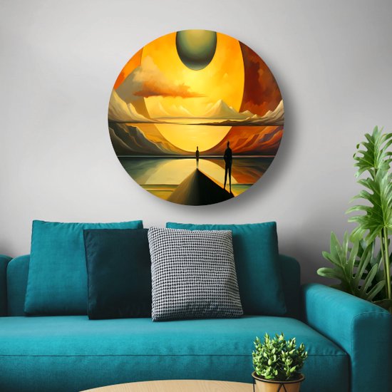Tableau rond paysage - Cercle mural nature - Échelles murales Personnes - Décoration murale classique - Cercles muraux - Décoration chambre cercle mural forex 90x90 cm