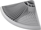 ProPlus Afdruiprek voor Hoek - 50 x 34 x 9 cm - Druiprek - Keukenorganisatie - Servies Afdruiphoek – Afwassen/ drogen – Afwasrekken - Ruimtebesparend en Georganiseerd - Met Bestekhouder – Donkergrijs