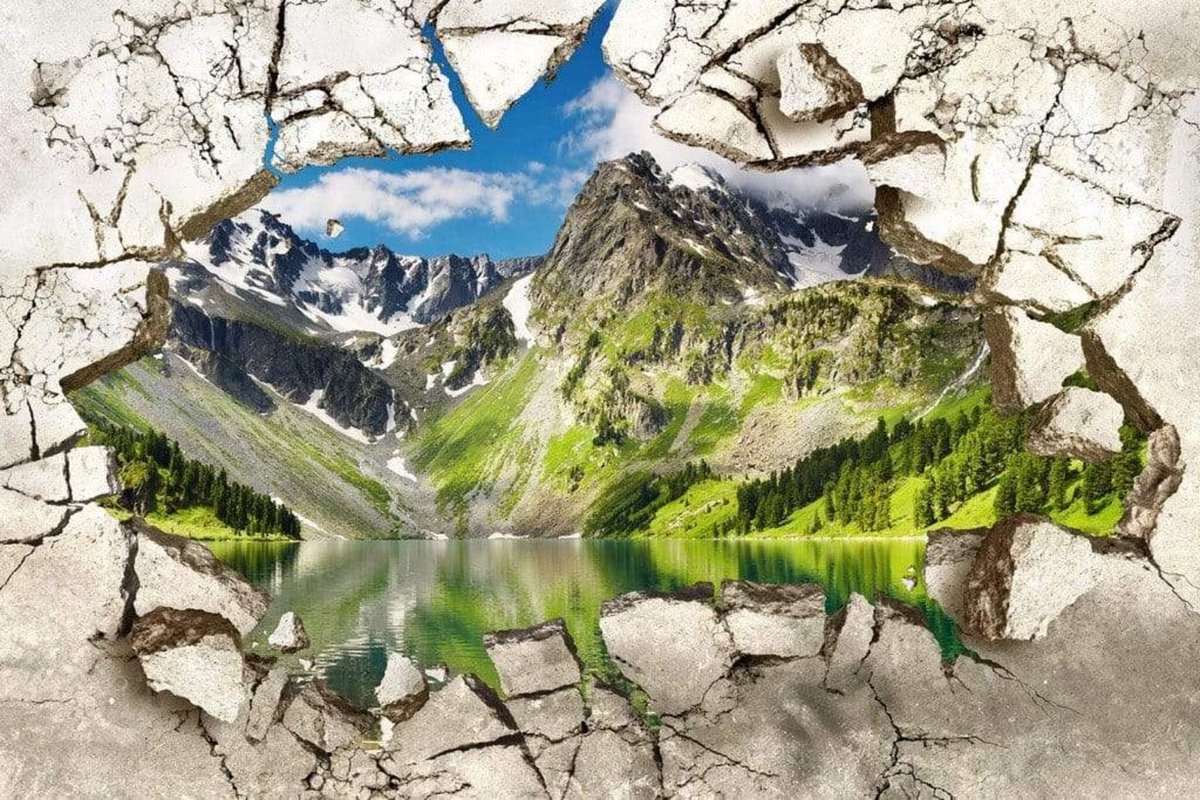 Fotobehang - Break Wall 375x250cm - Vliesbehang