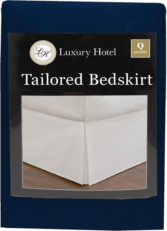 Jupe De Lit Hotel Collection - Bleu Marine, King Size, Drop 16 Pouces - 100% Coton (neuf)