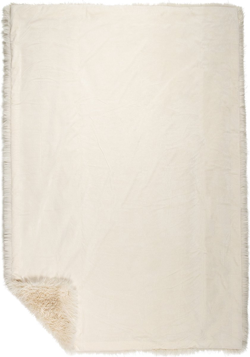 plaid teddy langhaar all over gebroken wit 130x170cm