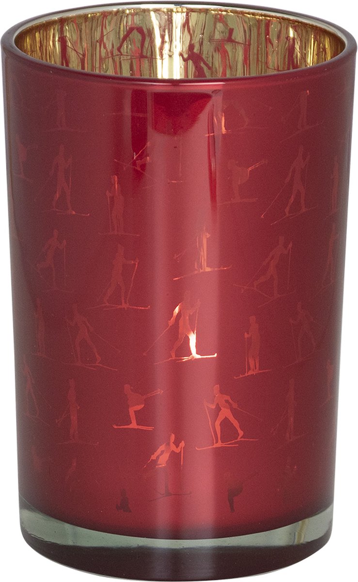 Mars & More Theelichthouder ski rood goud large 18cm*