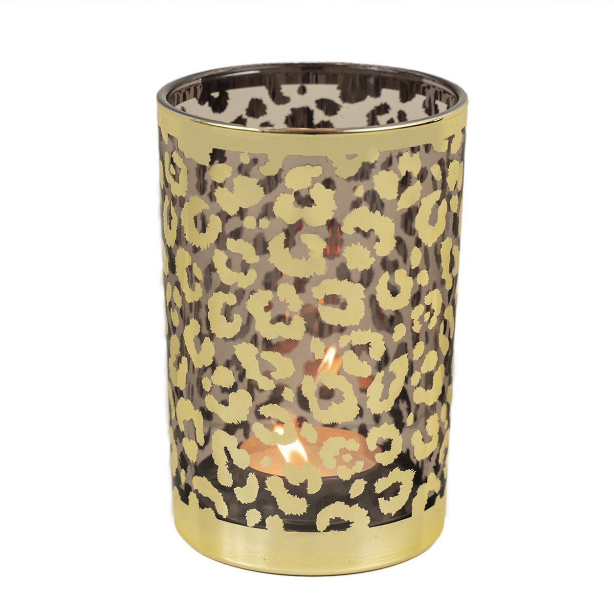Mars & More *Theelichthouder luipaard stippen goud large 18cm*