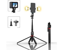 Selfie Stick statief – extra lang 22 m – mobiele telefoon statief met bluetooth-afstandsbediening – voor videoblogs en live streaming – compatibel met iPhone en Samsung – aluminium selfie stick voor mobiele telefoon
