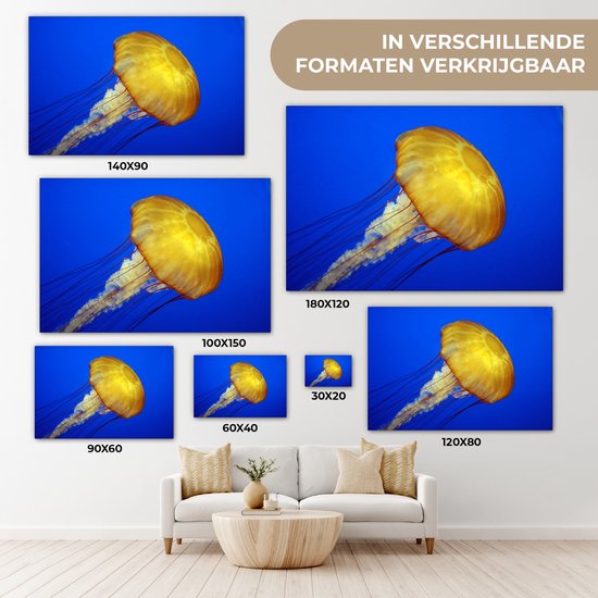 Peintures sur toile - Une grande méduse jaune - 180x120 cm - Décoration murale XXL /