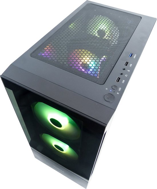 PC de jeu AMD Ryzen 7 5700X RGB haut de gamme - Radeon RX 6600 8 Go - 32 Go RAM - SSD NVMe 1 To - WIFI - WIN11 PRO - Gamdias Talos E3 Noir