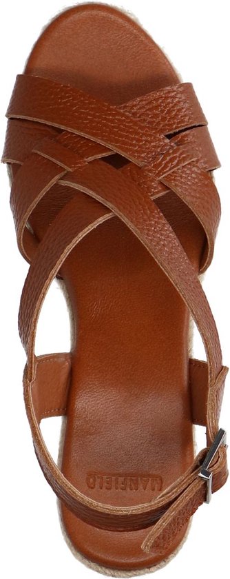 Manfield - Dames - Cognac leren sleehakken - Maat 36