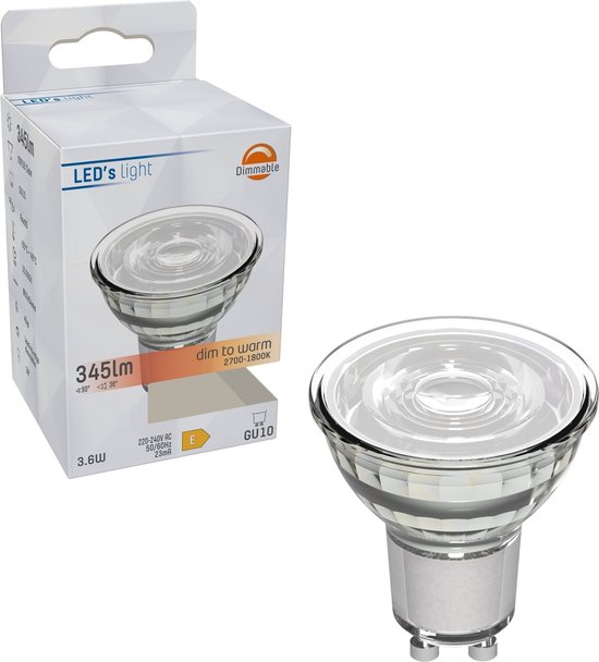 LED's Light Dimbare GU10 LED - Dimbaar naar extra warm wit licht - 345 lm