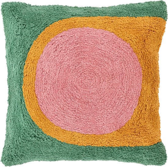 Villa Collection Focus Kussen 45 x 45 cm Groen/Roze/Amber