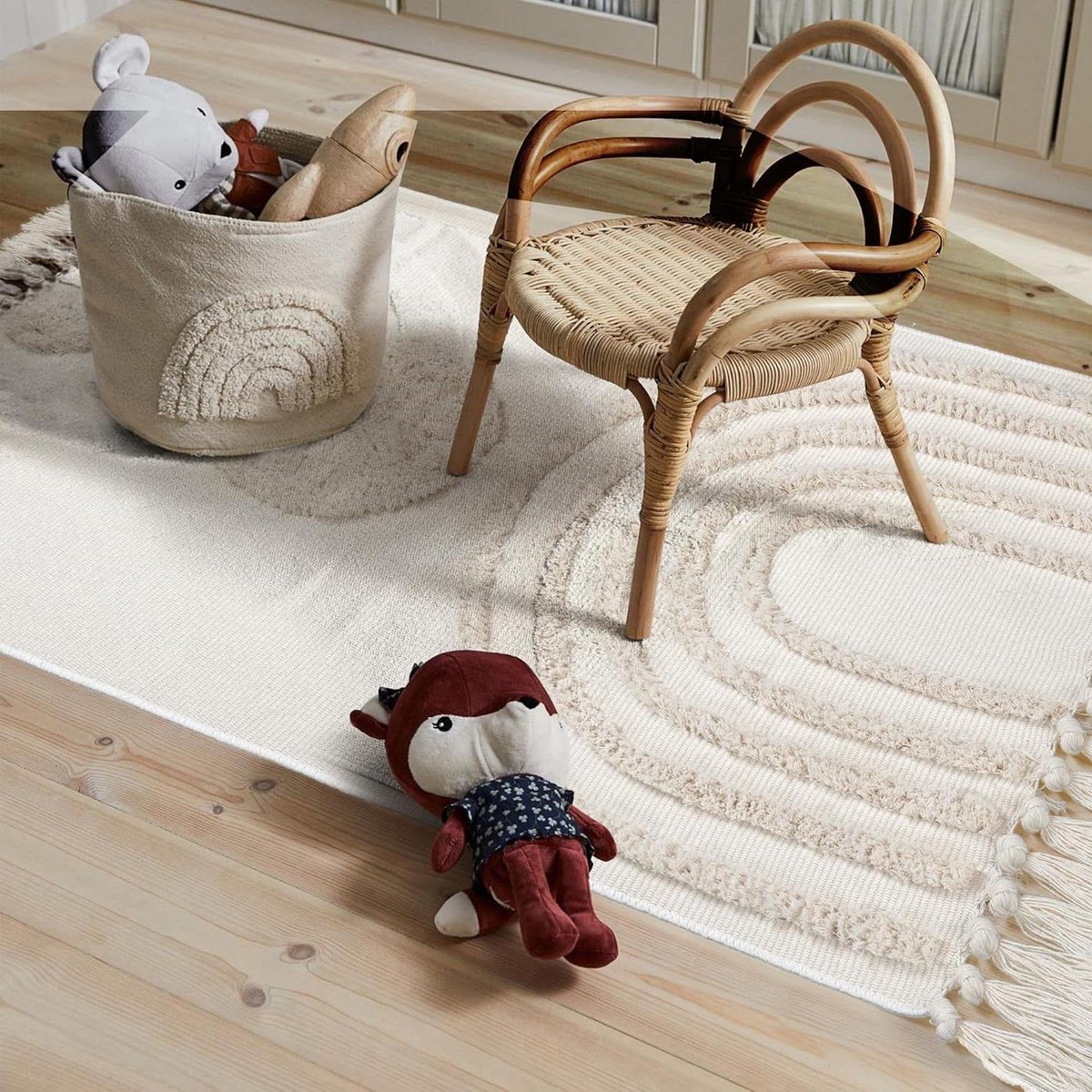 Plancholo Boho vloerkleed, geweven katoenen tapijt, wasbaar tapijt voor binnen en buiten, met kwastje voor slaapkamer, keuken, hal, wasruimte Plancholo Boho vloerkleed, geweven katoenen tapijt, wasbaar tapijt voor binnen en buiten, met kwastje voor slaapkamer, keuken, hal, wasruimte